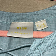 Load image into Gallery viewer, Sz 2 Maeve Anthropologie Blue Linen Marva Lace Up Front Top
