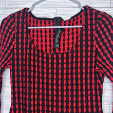 Load image into Gallery viewer, Size 8 St. John Red &amp; Black Oval Design Fit And Flare Knit Dress
