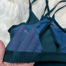 Load image into Gallery viewer, Medium Under Armour Green Criss Cross Sports Bra
