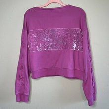 Load image into Gallery viewer, Medium PINK Slouchy Velvet Crop Top Sweatshirt
