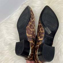 Load image into Gallery viewer, Size 8.5 Nine West Faux Calf Hair Leopard Pointy Toe Boots Shoes
