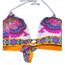 Load image into Gallery viewer, Medium Victoria’s Secret Pink Orange White Paisley Halter Neck Bikini Swim Suit Top
