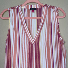 Load image into Gallery viewer, Small Vince Camuto Pink Orange Yellow Stripe V-Neck Sleeveless Top
