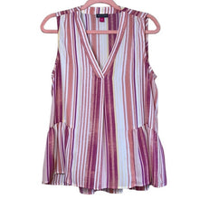 Load image into Gallery viewer, Small Vince Camuto Pink Orange Yellow Stripe V-Neck Sleeveless Top
