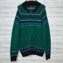 Load image into Gallery viewer, XL Scotch &amp; Soda Green Blue Brown Wool Zip Up Sweater
