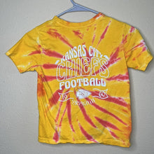 Load image into Gallery viewer, Kids 7 NFL Kids Kansas City Chiefs Football Yellow Red Tie Dye T-Shirt
