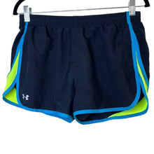 Load image into Gallery viewer, Medium Under Armour Black Blue Semi-Fitted Athletic Running Shorts
