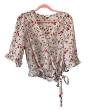 Load image into Gallery viewer, Sienna Sky Boutique Cream Floral Wrap Top
