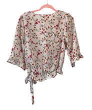 Load image into Gallery viewer, Sienna Sky Boutique Cream Floral Wrap Top
