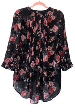 Load image into Gallery viewer, Small American Rag Sheer Black Floral Tunic
