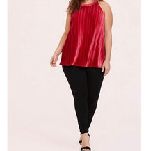 Load image into Gallery viewer, Torrid RED VELVET PLEATED GODDESS TANK
