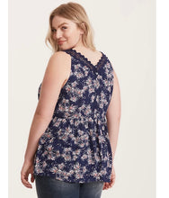 Load image into Gallery viewer, Torrid | Floral Crochet Trim Babydoll Top
