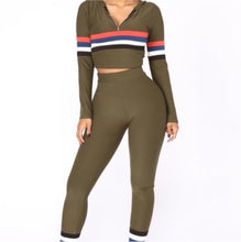 Load image into Gallery viewer, Fashion Nova | Olive Green Stripe Joggers
