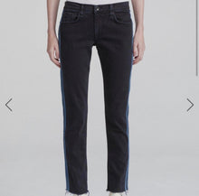 Load image into Gallery viewer, Rag &amp; Bone Dre Low-Rise Ankle Slim Boyfriend Black With Blue Stripe
