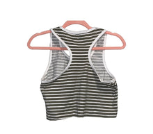 Load image into Gallery viewer, Missguided Olive Green and White Crop Tank Top
