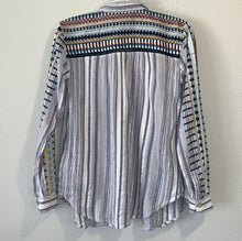 Load image into Gallery viewer, Anthropologie Pilcro And The Letterpress Blue Stripe Embroidered Button Up
