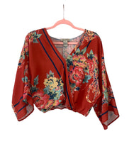 Load image into Gallery viewer, Flying Tomato Boho Orange Floral Kimono Wrap Top
