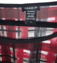 Load image into Gallery viewer, Torrid | Long Sleeve Red Black White Plaid Top
