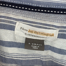 Load image into Gallery viewer, Anthropologie Pilcro And The Letterpress Blue Stripe Embroidered Button Up
