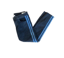Load image into Gallery viewer, Rag &amp; Bone Dre Low-Rise Ankle Slim Boyfriend Black With Blue Stripe
