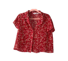 Load image into Gallery viewer, Vintage Victorias Secret Y2K Red Floral Crop Top Button Up
