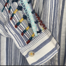 Load image into Gallery viewer, Anthropologie Pilcro And The Letterpress Blue Stripe Embroidered Button Up
