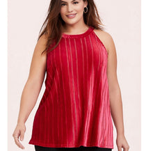 Load image into Gallery viewer, Torrid RED VELVET PLEATED GODDESS TANK
