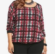 Load image into Gallery viewer, Torrid | Long Sleeve Red Black White Plaid Top
