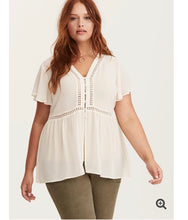 Load image into Gallery viewer, Torrid | Chiffon Lace Up Back Blouse
