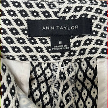 Load image into Gallery viewer, Size 8 Ann Taylor Black &amp; Ivory Printed Ankle Cropped Dress Pants
