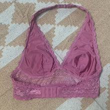 Load image into Gallery viewer, Size Small Victoria's Secret Mauve Pink Lace Halter Bralette
