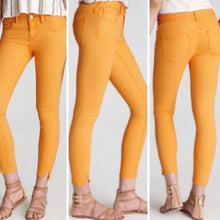Load image into Gallery viewer, Size 29 Free People Bright Orange Cropped Slit Ankle Skinny Jeans
