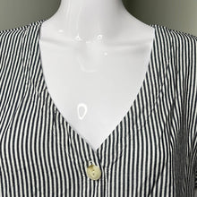 Load image into Gallery viewer, Size XL Universal Thread Navy Blue &amp; White Stripe Button Up Top
