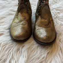 Load image into Gallery viewer, Kids Size 1 Frye Deborah Studded Gold Western Booties
