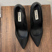 Load image into Gallery viewer, Size 9.5 Steve Madden Black Pointy Toe Perforated Pagen Stiletto Heels
