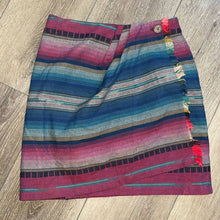 Load image into Gallery viewer, Size 5 Tracy Evans Limited Vintage Western Stripe Wrap Mini Skirt
