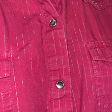 Load image into Gallery viewer, Large Wrangler Twenty X Magenta Silver Stripe Rhinestone Western Rodeo Button Up
