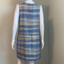 Load image into Gallery viewer, Size 10 Anthro Akemi + Kin NWOT Blue &amp; Yellow Striped Tweed Shift Dress With Pockets
