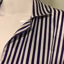 Load image into Gallery viewer, Medium/ Large Victoria’s Secret Vintage Silky Purple &amp; White Stripe Button Up Pajamas
