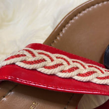 Load image into Gallery viewer, Size 7 Tommy Hilfiger Red White Braided Sandal Cork Wedge
