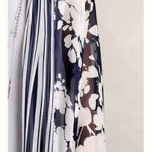 Load image into Gallery viewer, One Size Anthropologie Elevenses Silk Palolem Chiffon Navy White Floral Kimono
