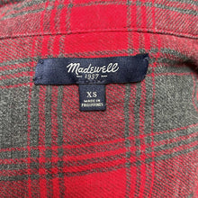 Load image into Gallery viewer, Size XS Madewell Ex-Boyfriend Shirt in Lansing Red Gray Plaid Button Up
