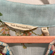 Load image into Gallery viewer, Petite Medium Soft Surroundings Petite Blue Pink Floral Embroidered Peasant Boho Tunic Top
