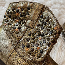 Load image into Gallery viewer, Kids Size 1 Frye Deborah Studded Gold Western Booties
