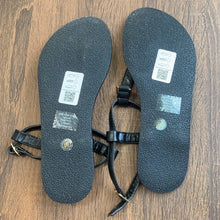 Load image into Gallery viewer, Size 8 Wide ASOS DESIGN NWOT Wide Fit Black Fulfil hardware flat sandals

