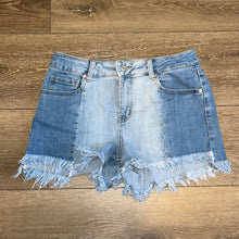 Load image into Gallery viewer, Size 27 Altar’d State Two Toned Blue Denim Cut Off Shorts
