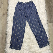 Load image into Gallery viewer, Small Victoria’s Secret Blue &amp; Silver Pineapple Pajama Sleep Comfy Pants
