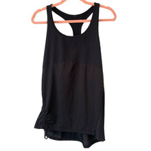 Load image into Gallery viewer, Size Medium Fabletics Black Ruched Side Mesh Tank Top
