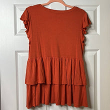 Load image into Gallery viewer, Size Medium Torrid Burnt Orange SUPER SOFT BUTTON-FRONT TIERED BABYDOLL TOP
