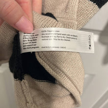 Load image into Gallery viewer, Petite XS Eileen Fisher Petite Tan Black Stripe Linen Sweater
